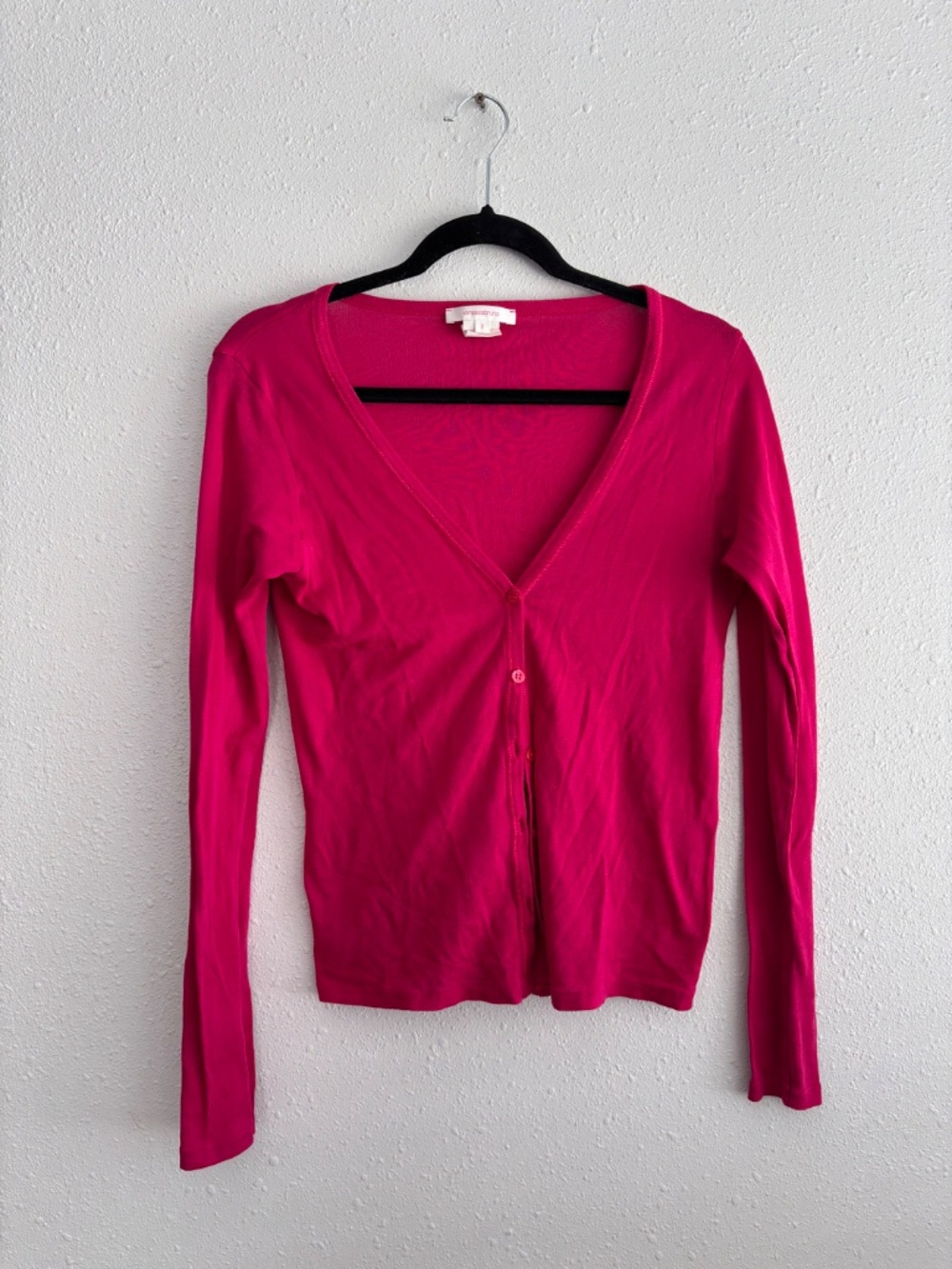 Vanessa Bruno 100% Cotton Jersey Pink V-Neck Button Down Cardigan
